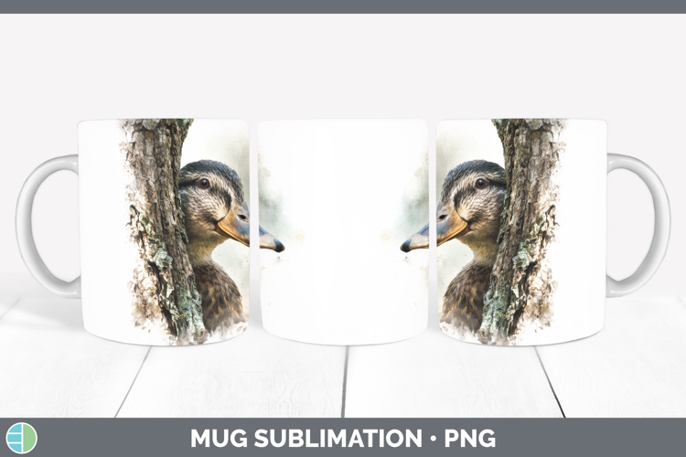 Duck Farm Tree Peek Mug Wrap Sublimation Design