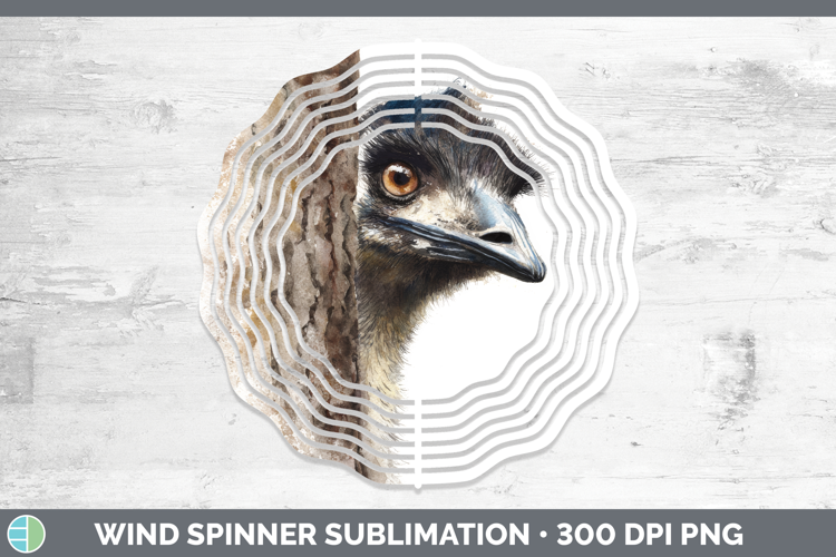 Emu Farm Tree Peek Wind Spinner Sublimation Design
