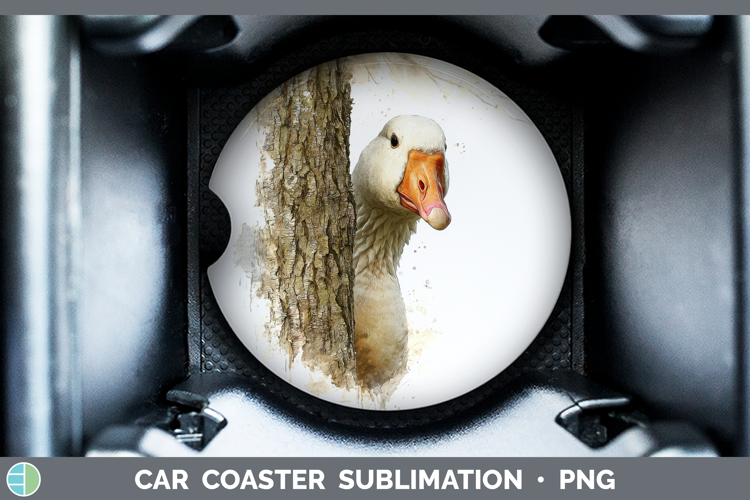 Goose Farm Tree Peek Car Coaster Sublimation Design
