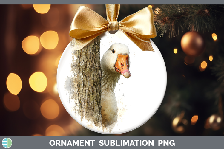 Goose Farm Tree Peek Ornament Sublimation Design