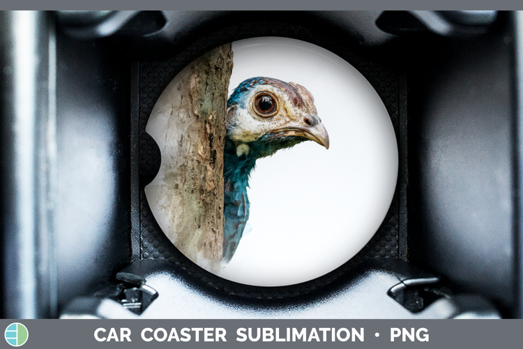 Guinea Hen Farm Tree Peek Car Coaster Sublimation Design