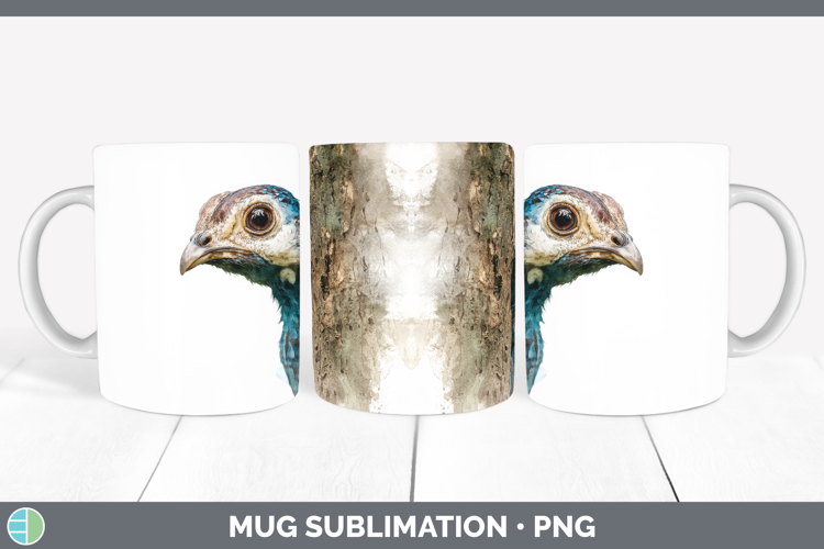 Guinea Hen Farm Tree Peek Mug Wrap Sublimation Design