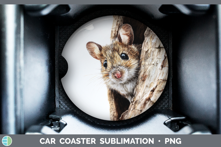 Mouse Farm Tree Peek Car Coaster Sublimation Design