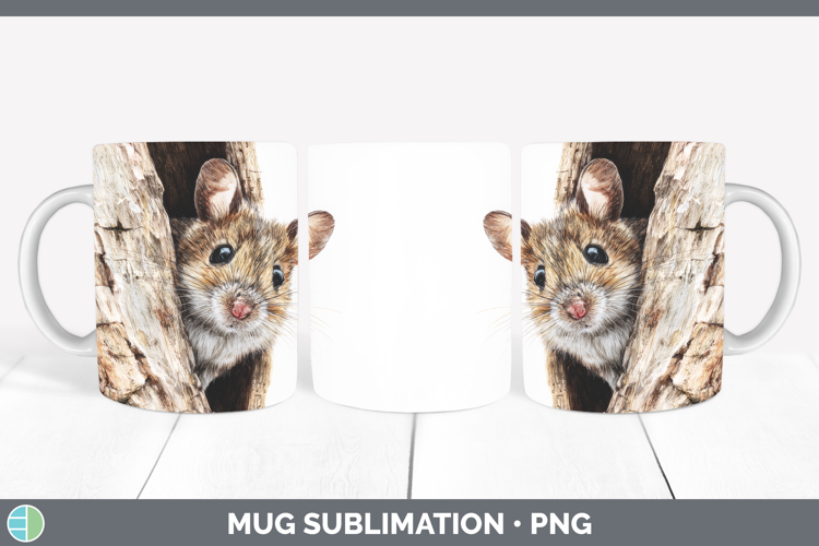 Mouse Farm Tree Peek Mug Wrap Sublimation Design