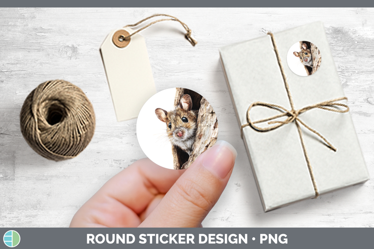 Mouse Farm Tree Peek Stickers Design