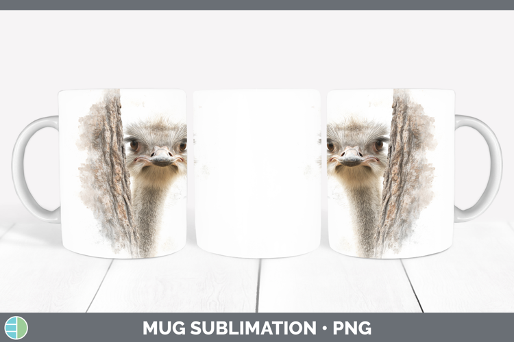Ostrich Farm Tree Peek Mug Wrap Sublimation Design