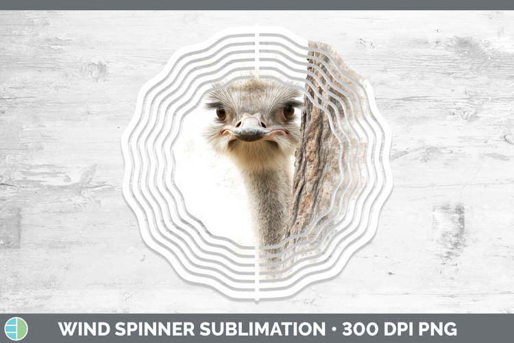 Ostrich Farm Tree Peek Wind Spinner Sublimation Design