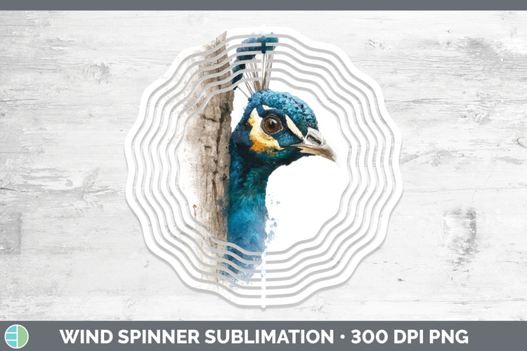 Peacock Farm Tree Peek Wind Spinner Sublimation Design