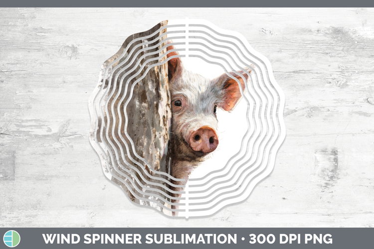 Pig Farm Tree Peek Wind Spinner Sublimation Design