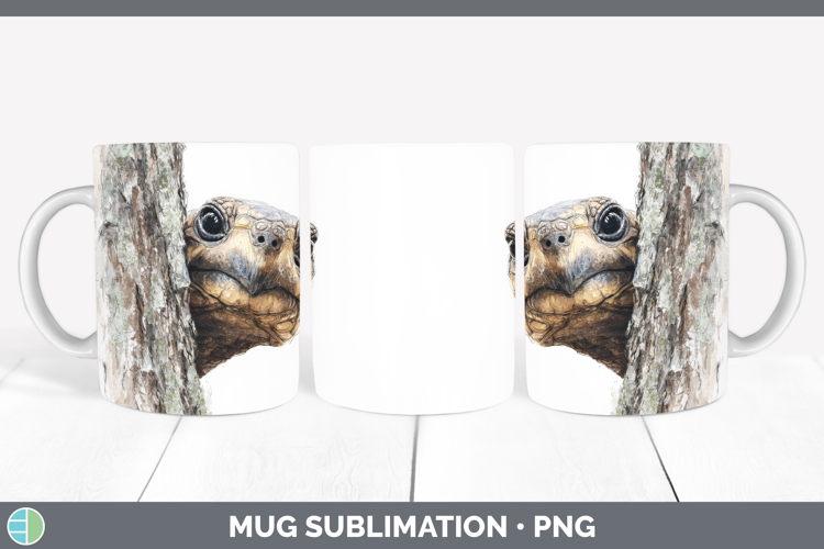 Tortoise Farm Tree Peek Mug Wrap Sublimation Design