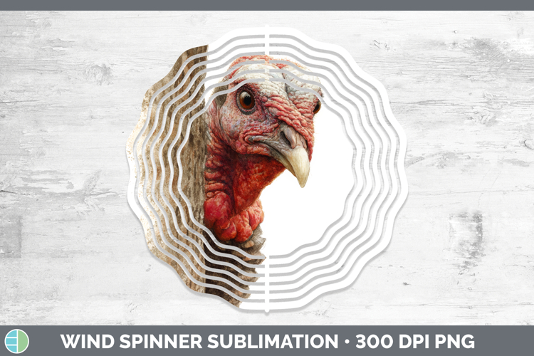 Turkey Farm Tree Peek Wind Spinner Sublimation Design