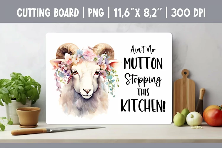 Farmhouse Kitchen Cutting Board Sublimation Design Sheep