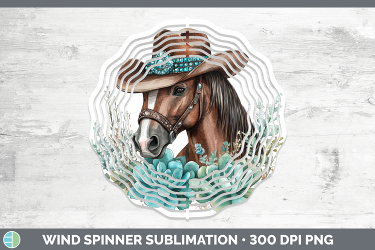 Horse Wind Spinner Farm Western Teal Sublimation Spinner Des