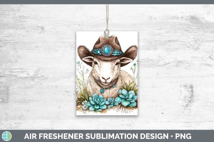 Sheep Air Freshener Farm Western Teal Sublimation Car Freshe