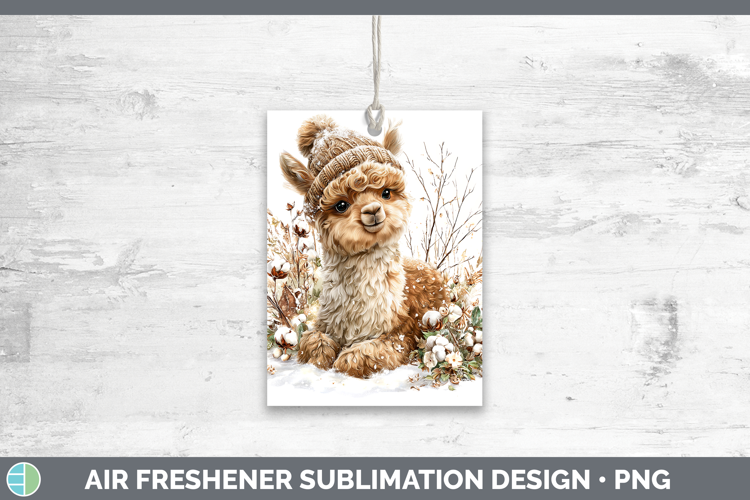 Alpaca Farm Winter Knit Hat Air Freshener Sublimation Design