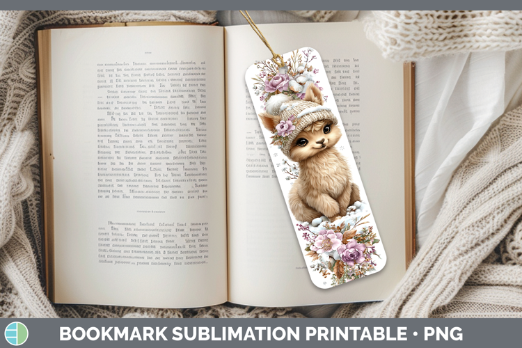 Alpaca Farm Winter Knit Hat Bookmark Sublimation Design
