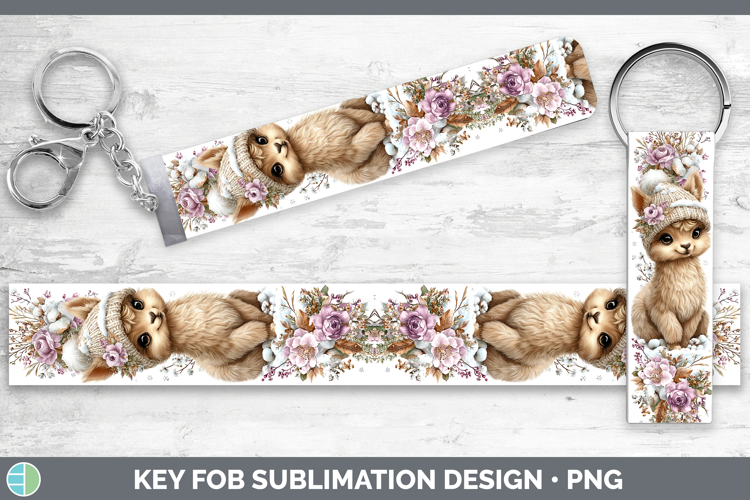 Alpaca Farm Winter Knit Hat Key Fob Sublimation Design