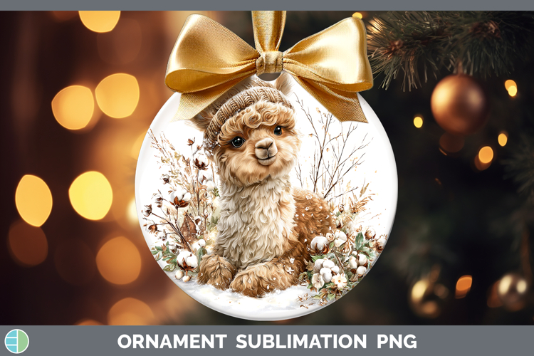 Alpaca Farm Winter Knit Hat Ornament Sublimation Design