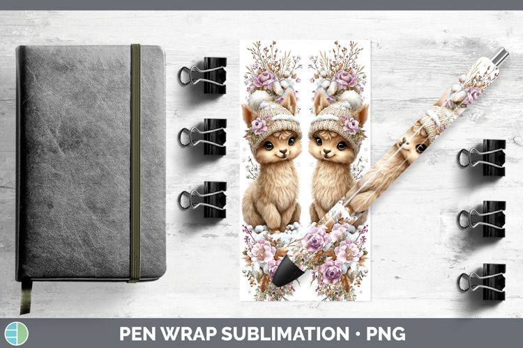 Alpaca Farm Winter Knit Hat Pen Wrap Sublimation Design