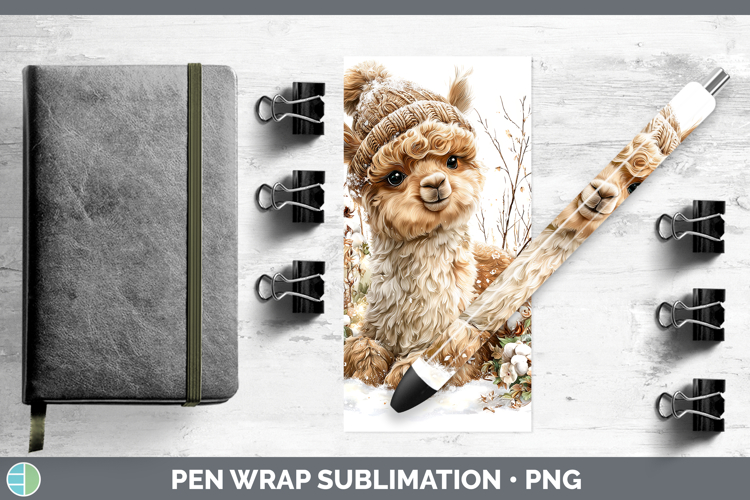 Alpaca Farm Winter Knit Hat Pen Wrap Sublimation Design