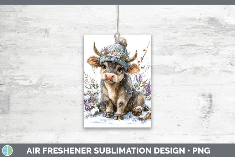 Bull Farm Winter Knit Hat Air Freshener Sublimation Design