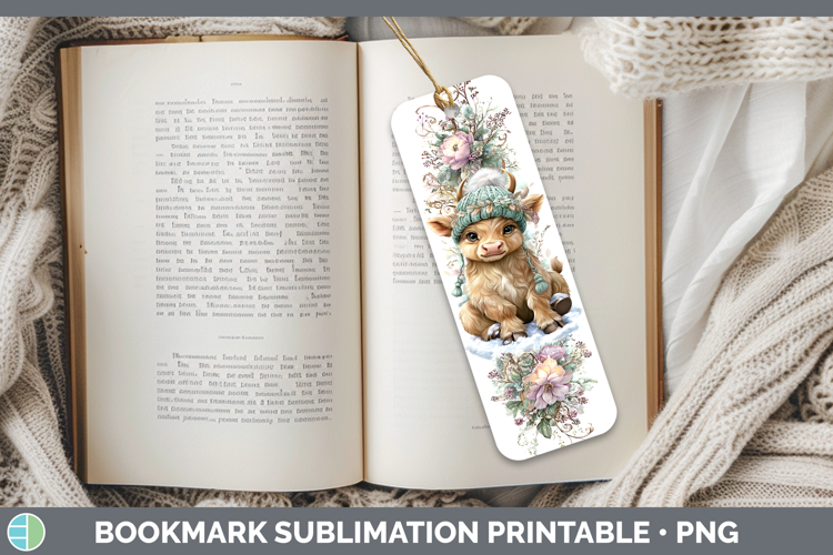 Bull Farm Winter Knit Hat Bookmark Sublimation Design