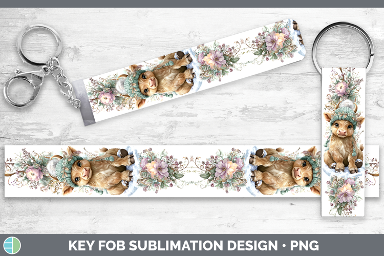 Bull Farm Winter Knit Hat Key Fob Sublimation Design