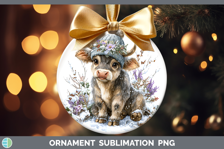 Bull Farm Winter Knit Hat Ornament Sublimation Design