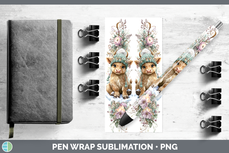 Bull Farm Winter Knit Hat Pen Wrap Sublimation Design