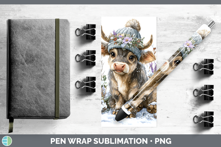 Bull Farm Winter Knit Hat Pen Wrap Sublimation Design