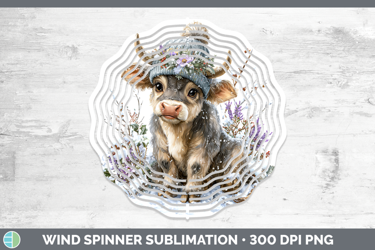 Bull Farm Winter Knit Hat Wind Spinner Sublimation Design