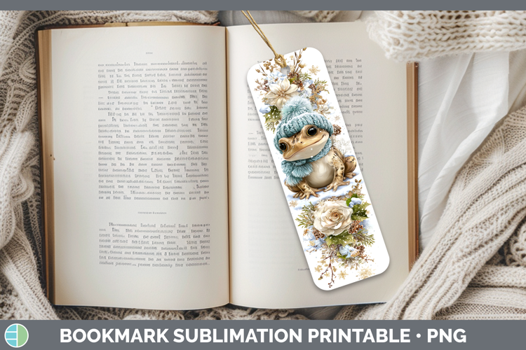Bullfrog Farm Winter Knit Hat Bookmark Sublimation Design