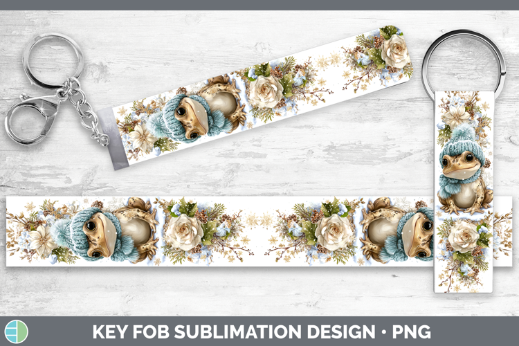 Bullfrog Farm Winter Knit Hat Key Fob Sublimation Design