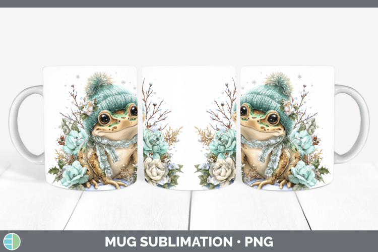 Bullfrog Farm Winter Knit Hat Mug Wrap Sublimation Design