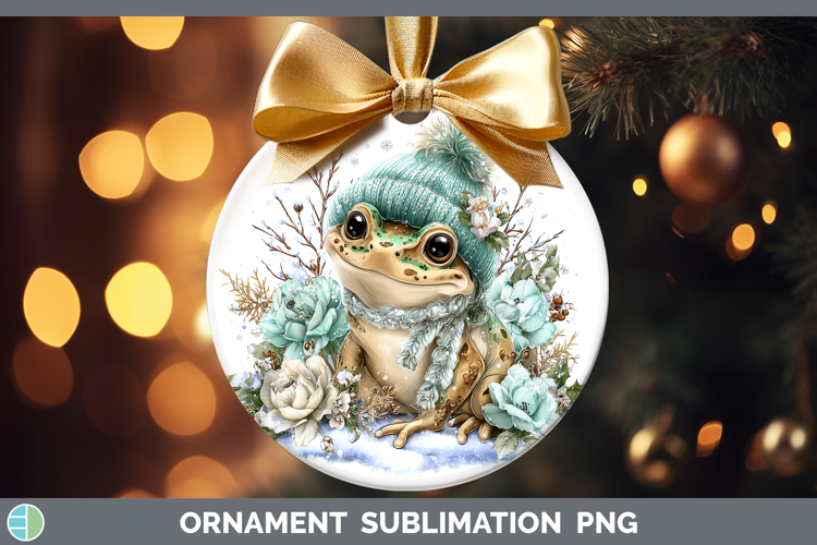 Bullfrog Farm Winter Knit Hat Ornament Sublimation Design