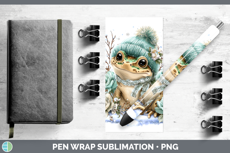 Bullfrog Farm Winter Knit Hat Pen Wrap Sublimation Design