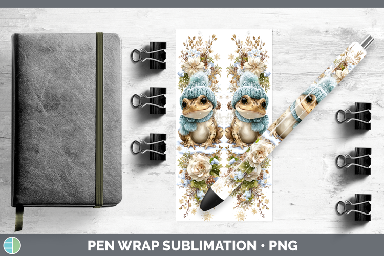 Bullfrog Farm Winter Knit Hat Pen Wrap Sublimation Design