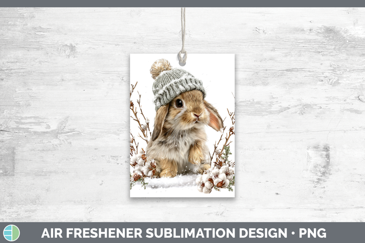 Bunny Farm Winter Knit Hat Air Freshener Sublimation Design