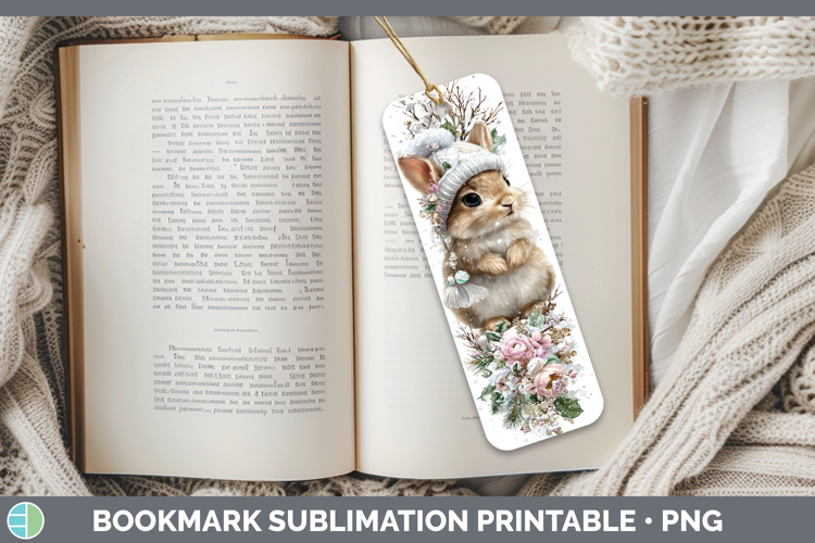 Bunny Farm Winter Knit Hat Bookmark Sublimation Design