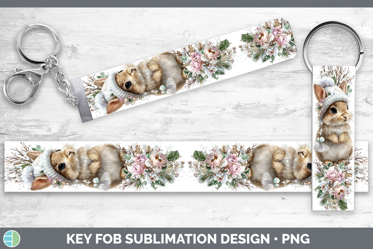 Bunny Farm Winter Knit Hat Key Fob Sublimation Design