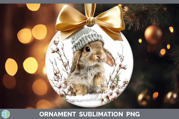Bunny Farm Winter Knit Hat Ornament Sublimation Design