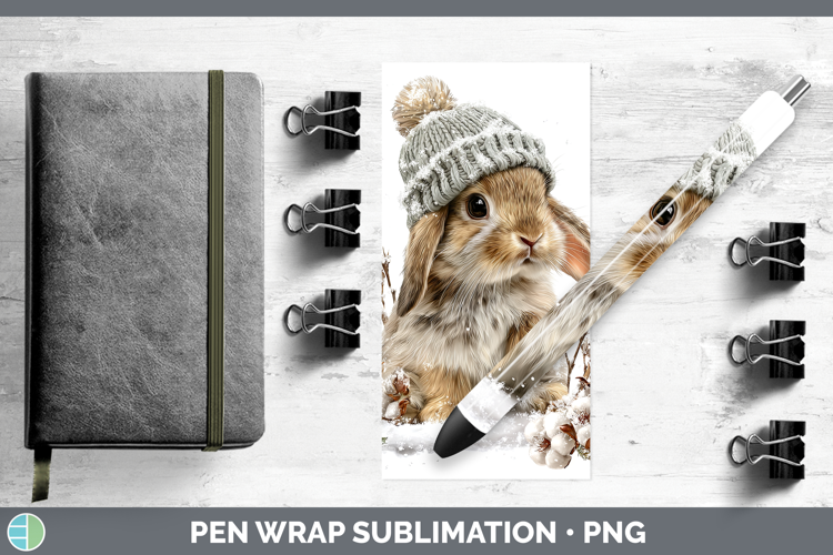 Bunny Farm Winter Knit Hat Pen Wrap Sublimation Design