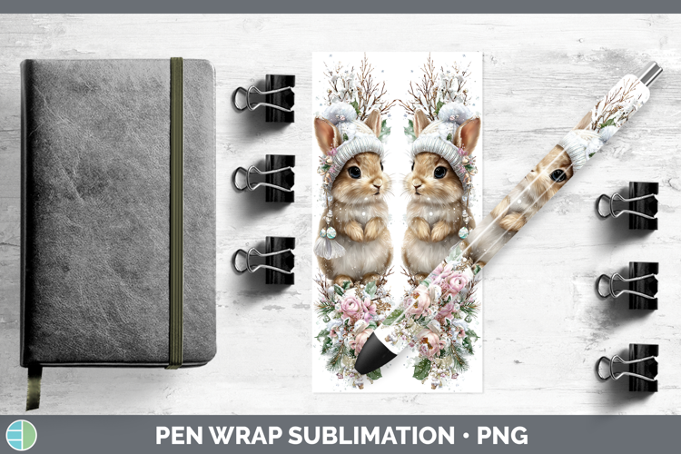 Bunny Farm Winter Knit Hat Pen Wrap Sublimation Design