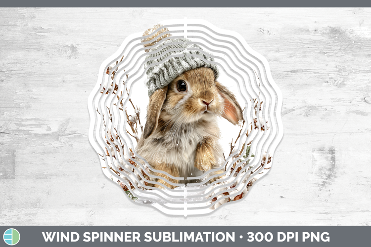 Bunny Farm Winter Knit Hat Wind Spinner Sublimation Design