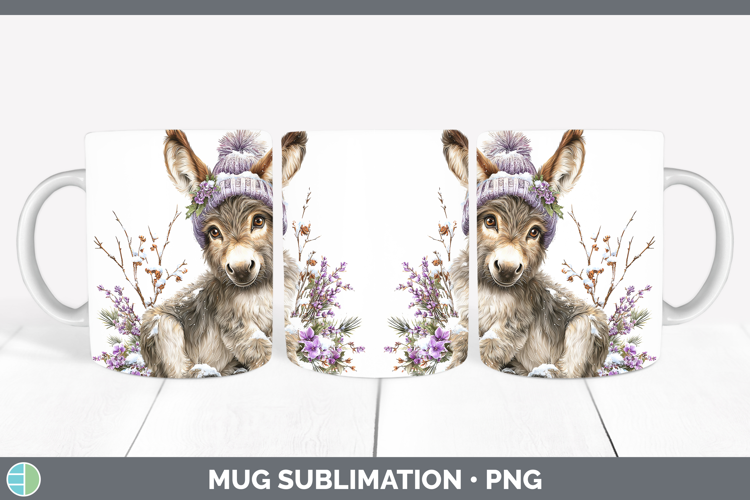 Donkey Farm Winter Knit Hat Mug Wrap Sublimation Design