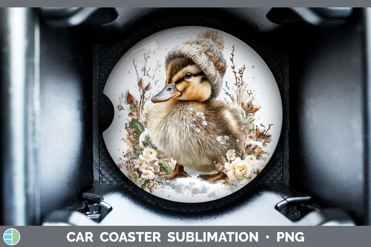 Duck Farm Winter Knit Hat Car Coaster Sublimation Design