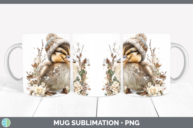 Duck Farm Winter Knit Hat Mug Wrap Sublimation Design