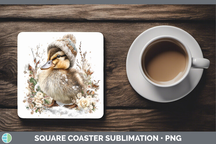 GorgeousFarm Winter Knit Hat Square Coaster design.