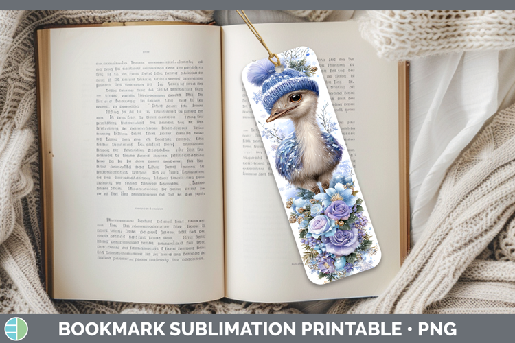 Emu Farm Winter Knit Hat Bookmark Sublimation Design