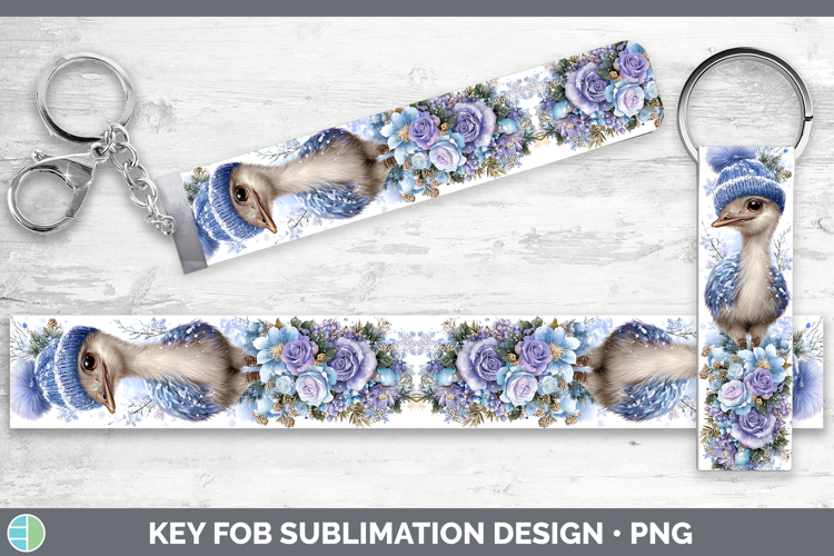 Emu Farm Winter Knit Hat Key Fob Sublimation Design